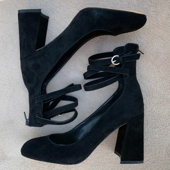 1.State Makal Genuine Suede Strappy Flared Heels Sz8 - Picture 11 of 16